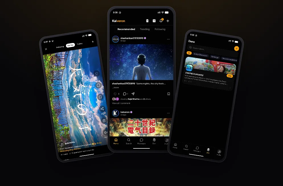 Kaiveron app on three phones